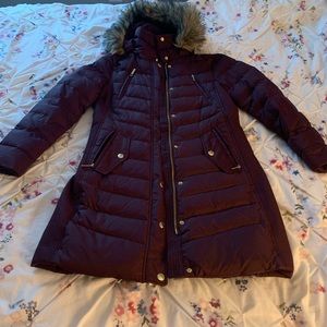 MICHAEL Michael Kors puffer coat in “wine”